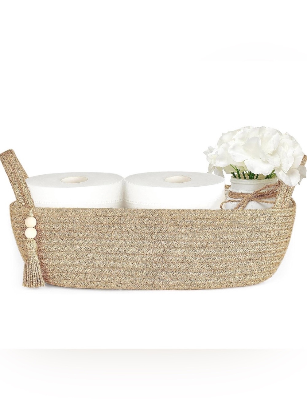 Woven Seagrass Bathroom Storage Basket - Natural
